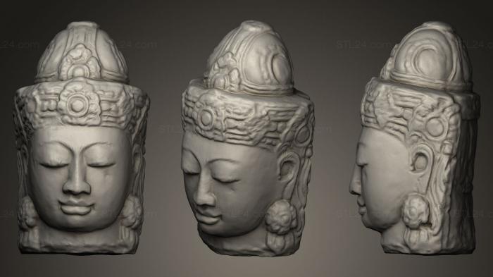 Скульптуры индийские (Каменная Голова Будды, STKI_0063) 3D модель для ЧПУ станка